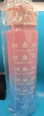 22oz Motivational Water Bottle with Time Marker Flip Top Lid Ombre Gradient